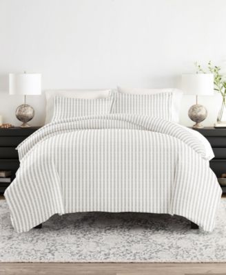 Distressed Striped Pattern 2 Piece Duvet Cover Set, Twin/Twin XL