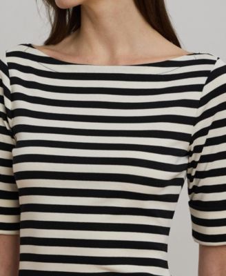 Women's Striped Stretch Cotton Midi Dress