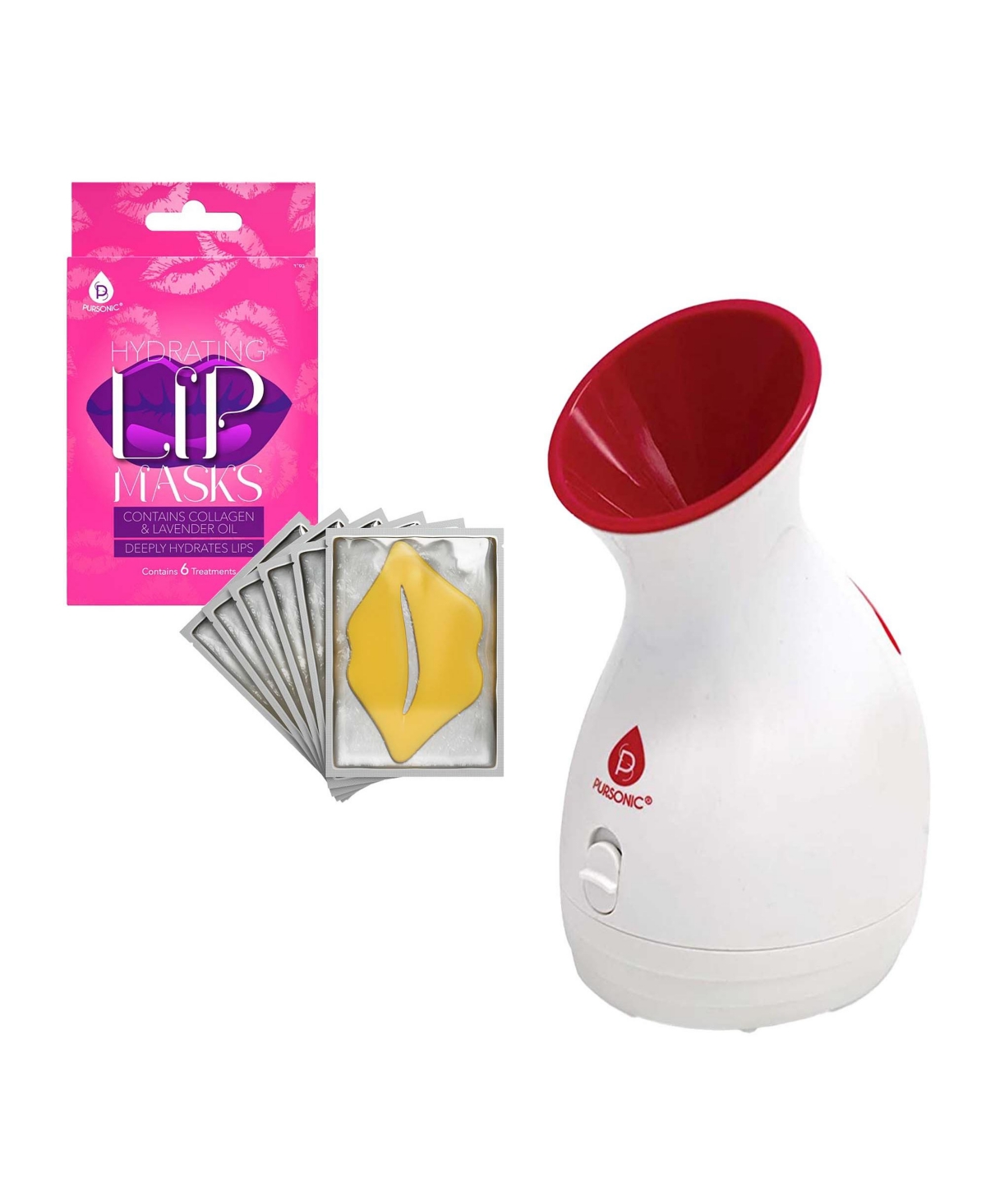 Spa-Ready Skincare Bundle: Facial Steamer & Hydrating Lip Masks (Pack of 6) - White
