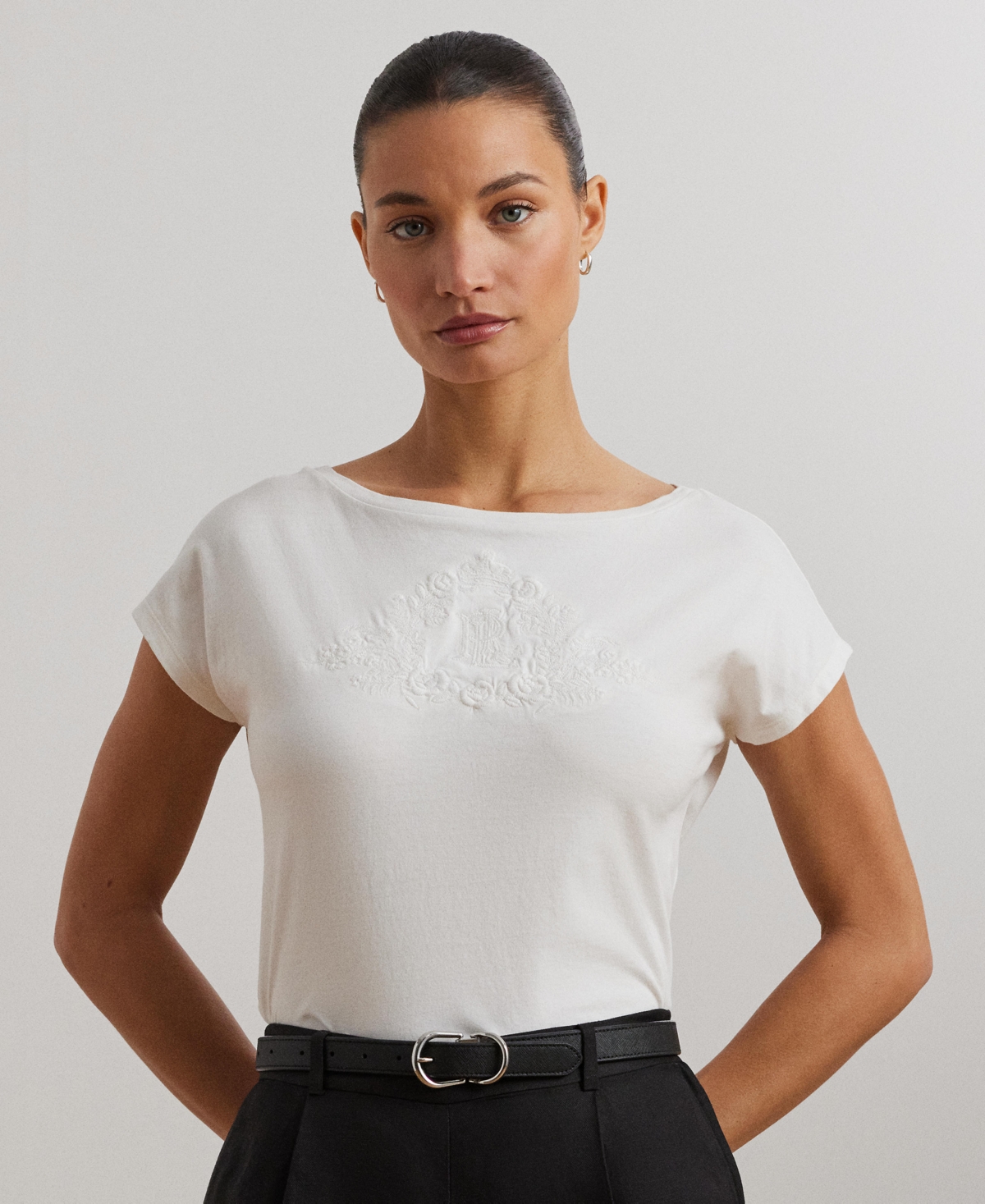 Ralph Lauren Women's Beaded-logo Cotton Jersey Tee
