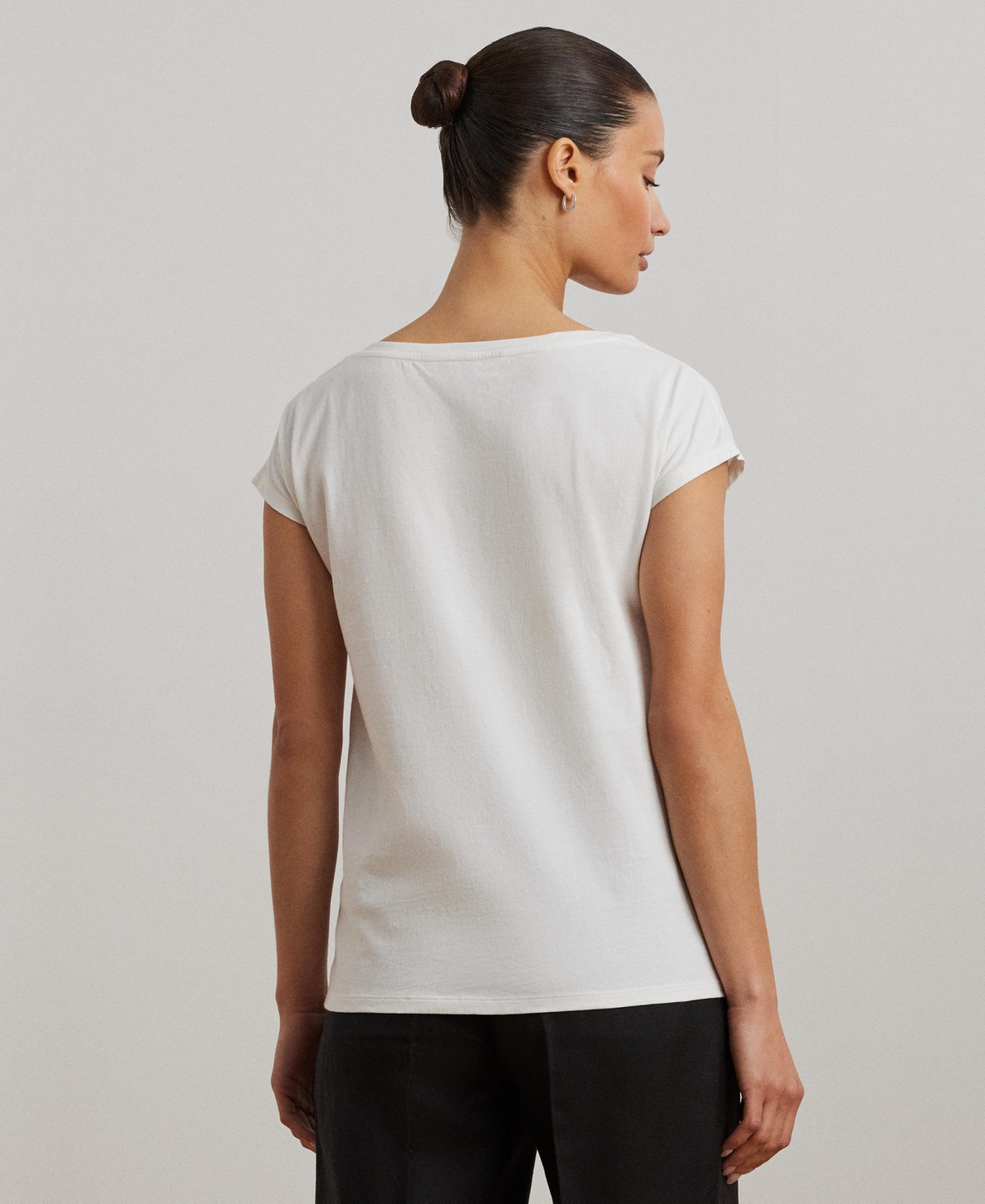 RALPH LAUREN WOMEN'S BEADED-LOGO COTTON JERSEY TEE 