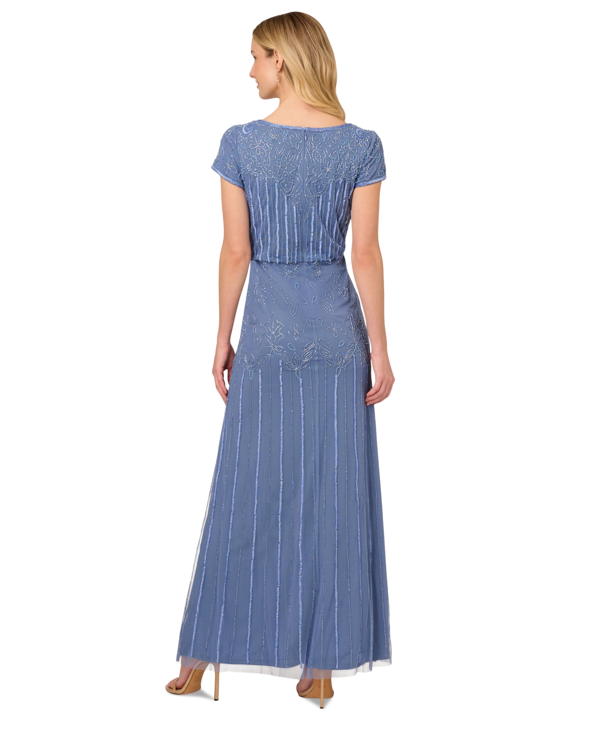 ADRIANNA PAPELL PETITE BEADED BLOUSON GOWN 