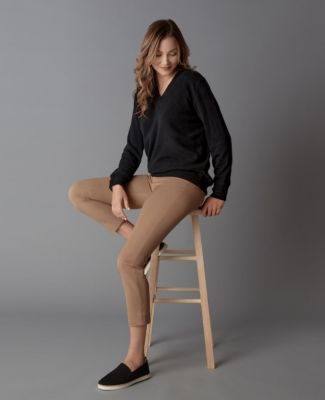 Women's Itch-Free Cashmere V-Neck Sweater with Soft Liner