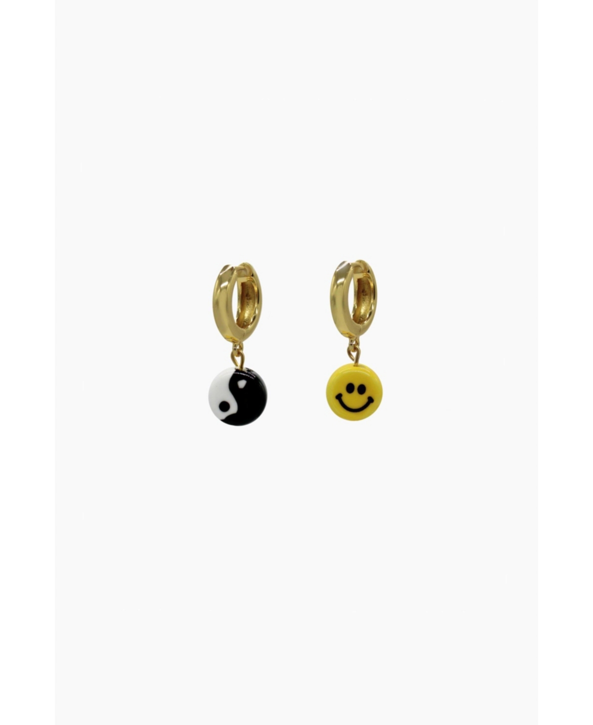 Yin Yang & Smile Earrings - Gold