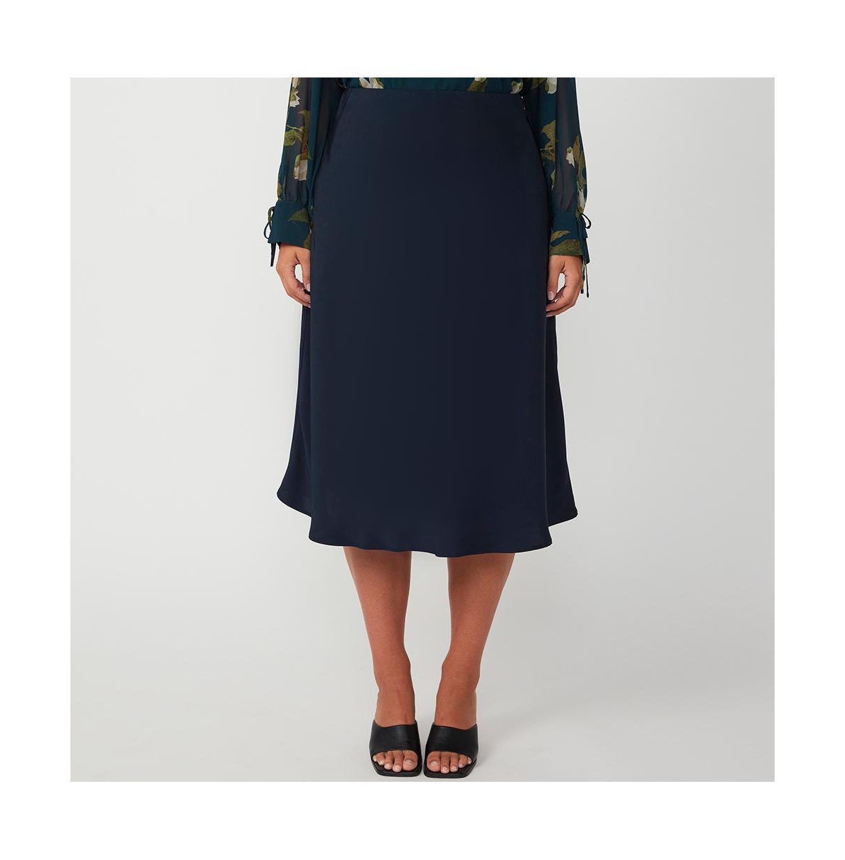 Azura Satin A-Line Skirt - Midnight navy