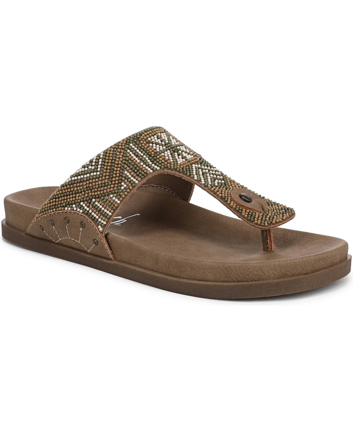 Shop Blowfish Malibu Women's Lyric Open Round Toe Thong Platform Sandals In Walnut Beaded Faux Nubuck