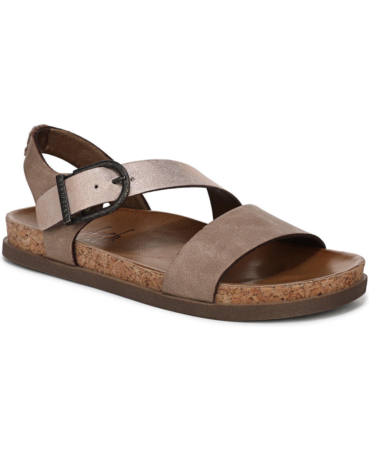 Shop Blowfish Malibu Women's Lance Strappy Open Round Toe Platform Sandals In Oak Faux Leather