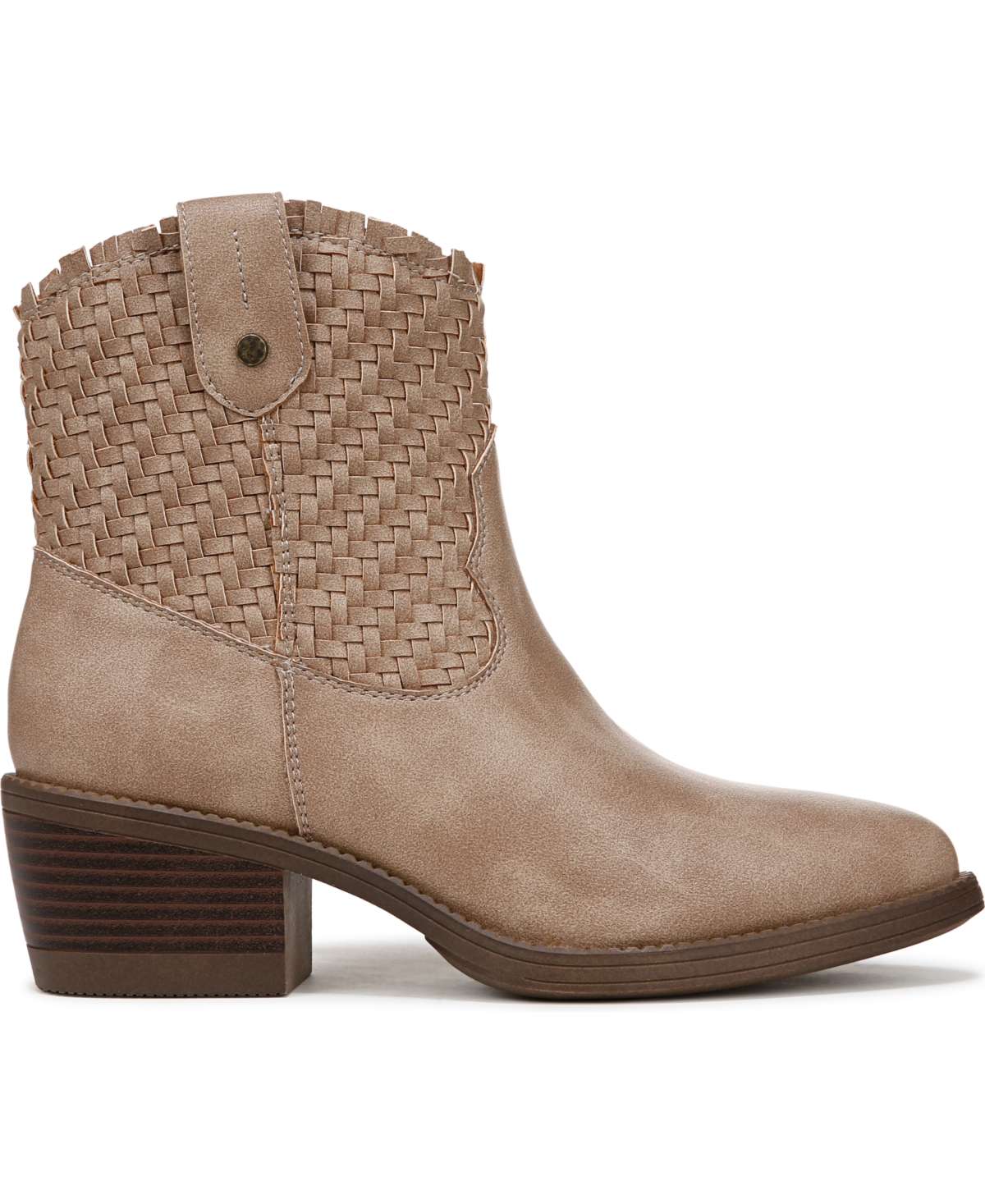 Blowfish Malibu Women's Ricky Block Heel Western Short Boots In Taupe Woven Faux Leather
