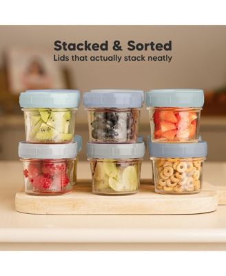 6pk Prep Baby Food Storage Containers, 4 oz Leak-Proof, BPA Free Glass Baby Food Jars for Feeding