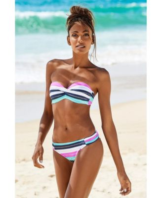Women's Striped Bandeau Bikini Swimsuit Top Bra Sizing