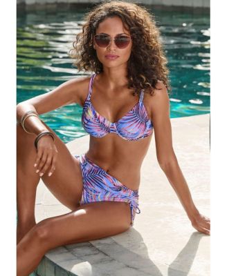 Women's Palm Print Underwire Bikini Swimsuit Top Bra Sizing