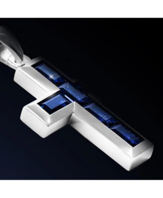 Men's Cross Pendant 925 Sterling Silver Rhodium Plated with Clasp