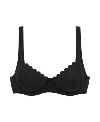 Women's Scalloped Underwire Bikini Swimsuit Top Bra Sizing