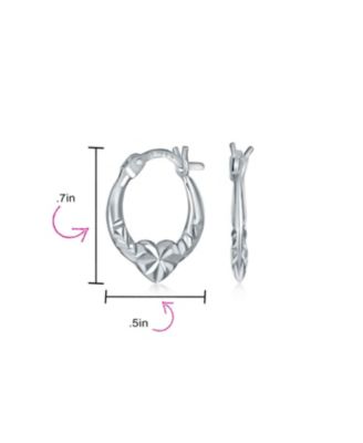 Delicate BFF Love Heart Hoop Huggie Earrings  Sterling Silver 0.5 Inch