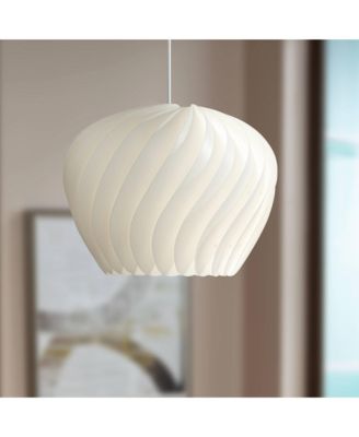 Cavelli 15" Mid Century Modern Pendant Ceiling Light Fixture Dining Room Over Table Kitchen Island Swirl White