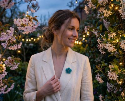 Romantic Floral Blooming 3D Carved Brooche Pin in