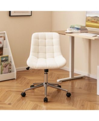 Teddy Fleece Armless Office Chair for Home or Desk Use, Soft and Cozy Seating