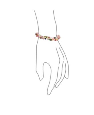 Small Wrist Chain Link Bracelet with Rainbow Tourmaline and 18K Gold Plating
