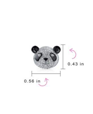 Whimsical CZ Stud Earrings: Panda Bear Cubic Zirconia in Sterling Silver