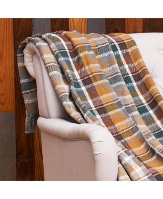 Aspen Plaid Cotton Accent Throw Blanket 50" x 60"