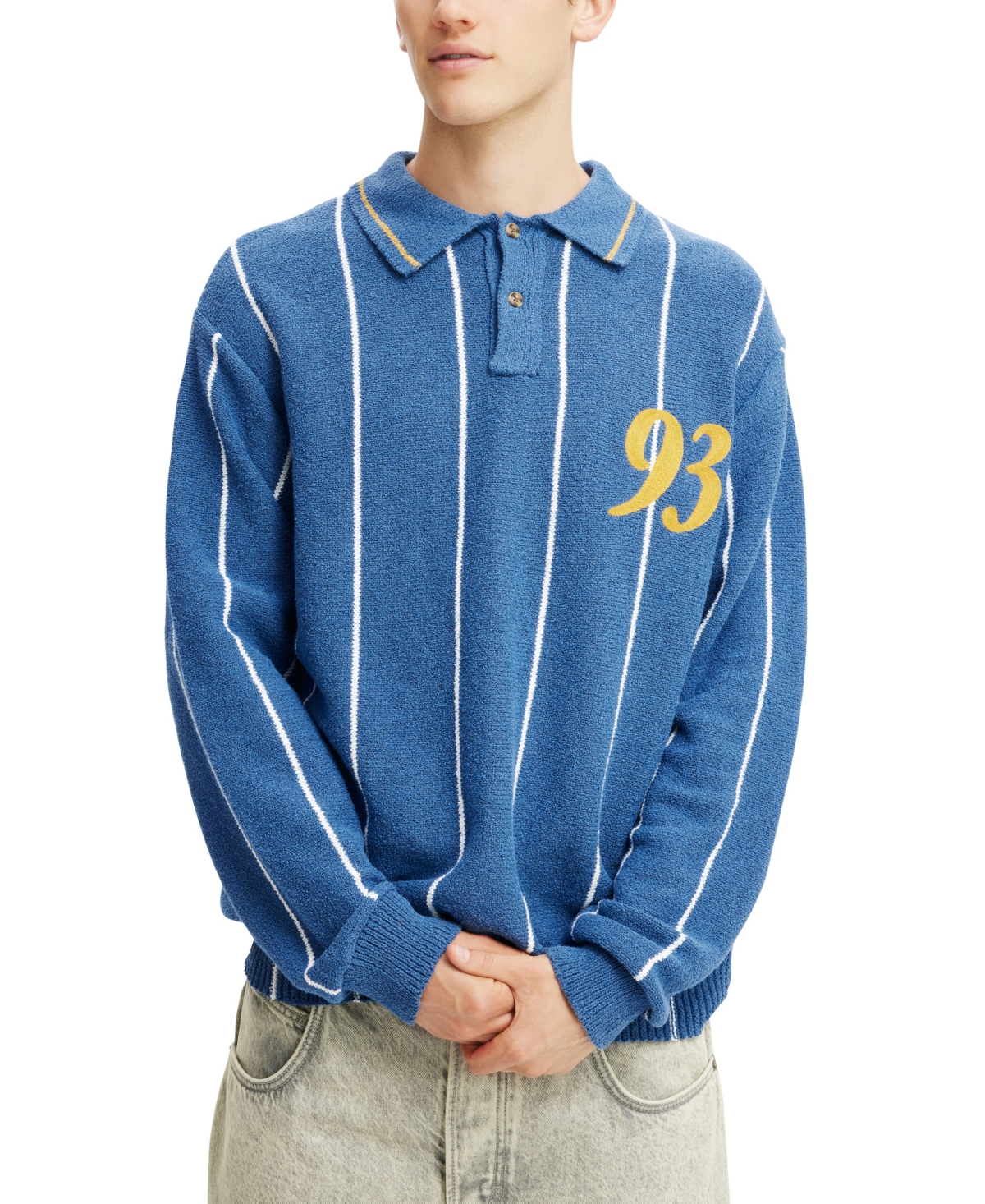 COTTON ON MEN'S RUGBY KNIT POLO SHIRT 