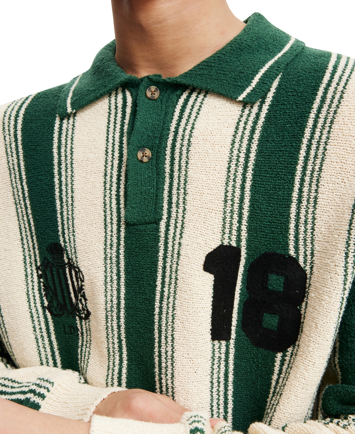 Shop Cotton On Men's Rugby Knit Polo Shirt In Teal Stripe