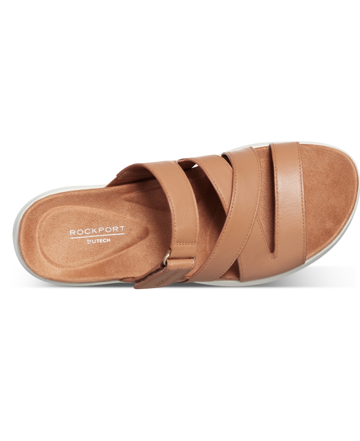 Shop Rockport Women's Qwyn Slip-on Strappy Casual Wedge Sandals In Cognac Leather