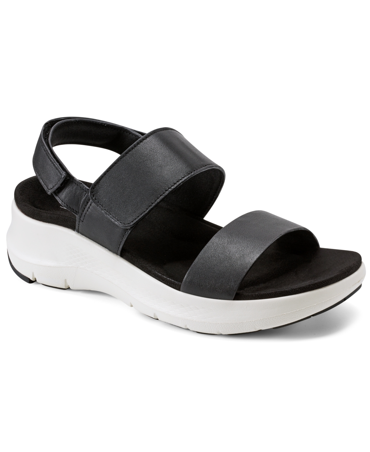 Shop Rockport Women's Qwera Open Toe Strappy Casual Wedge Sandals In Black Leather