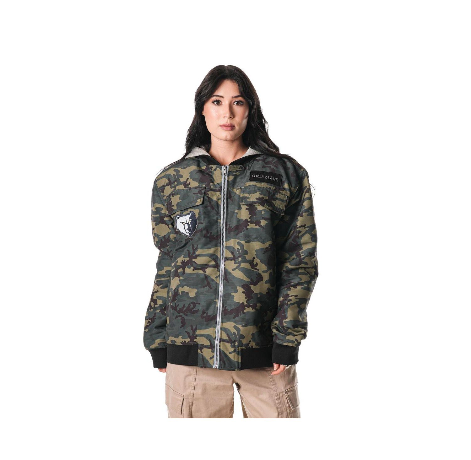Men's and Women's Camo Memphis Grizzlies Full-Zip Hoodie Bomber Jacket