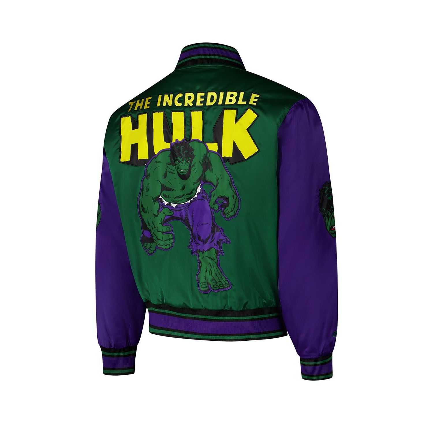 Men's Green The Incredible Hulk Quilted Satin Full-Snap Jacket