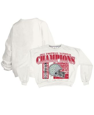Pressbox - Women's White Ohio State Buckeyes College Football Playoff 2024 National Champions Zone Oversized Sweatshirt