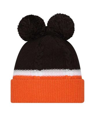 Women's Black Cincinnati Bengals Double Bubble Cuffed Knit Hat with Poms
