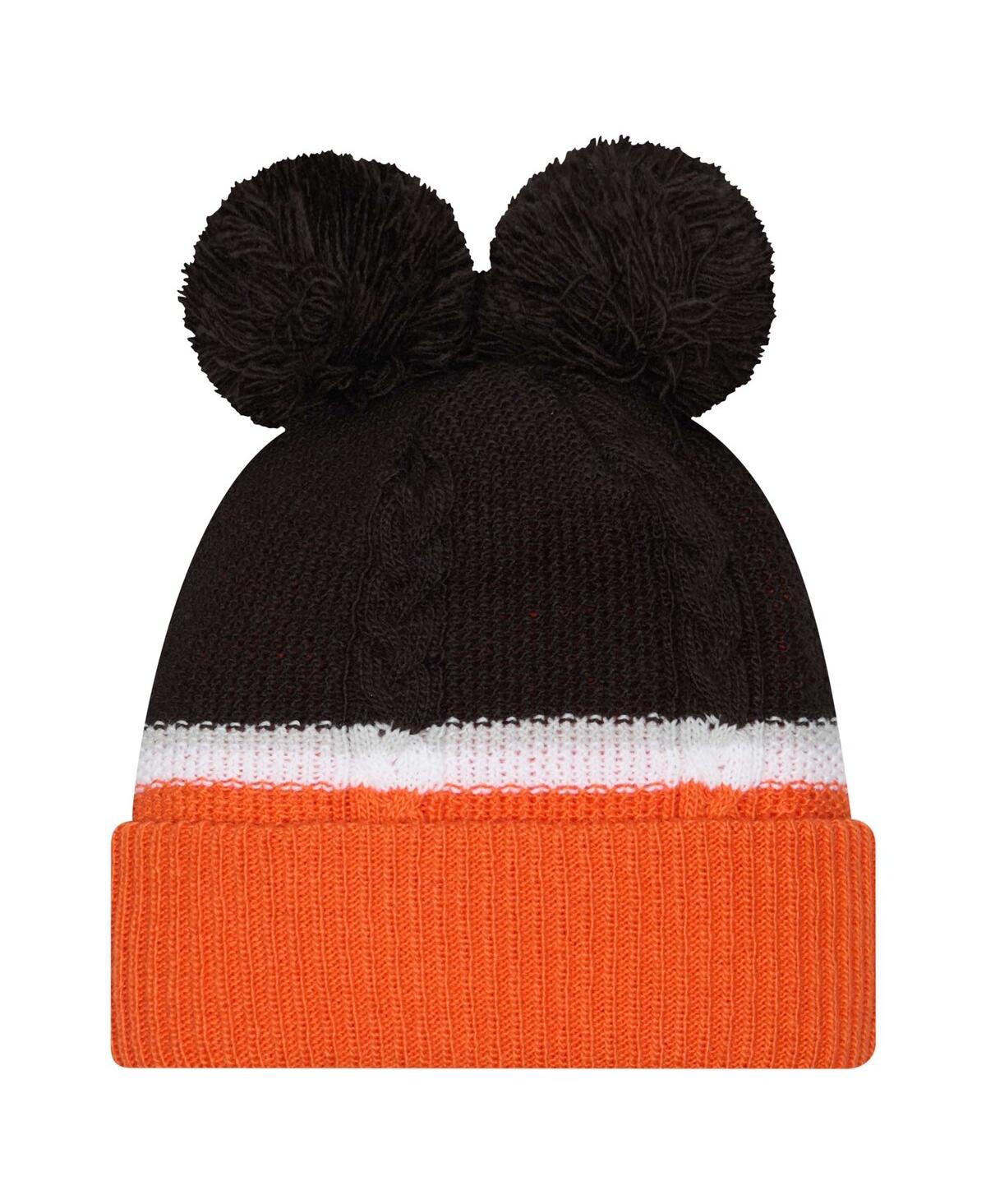 New Era Women's Black Cincinnati Bengals Double Bubble Cuffed Knit Hat With Poms In Black