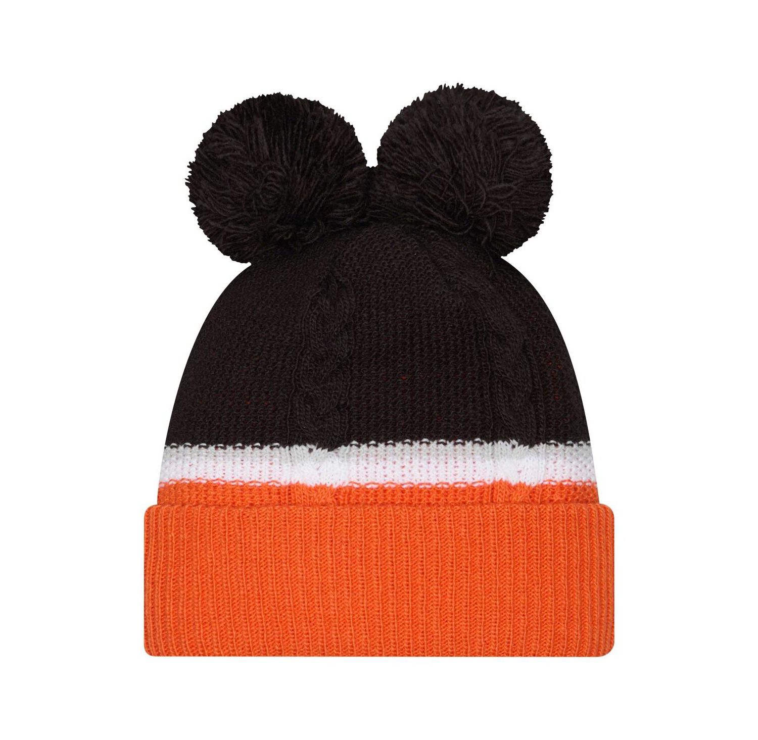 Women's Black Cincinnati Bengals Double Bubble Cuffed Knit Hat with Poms