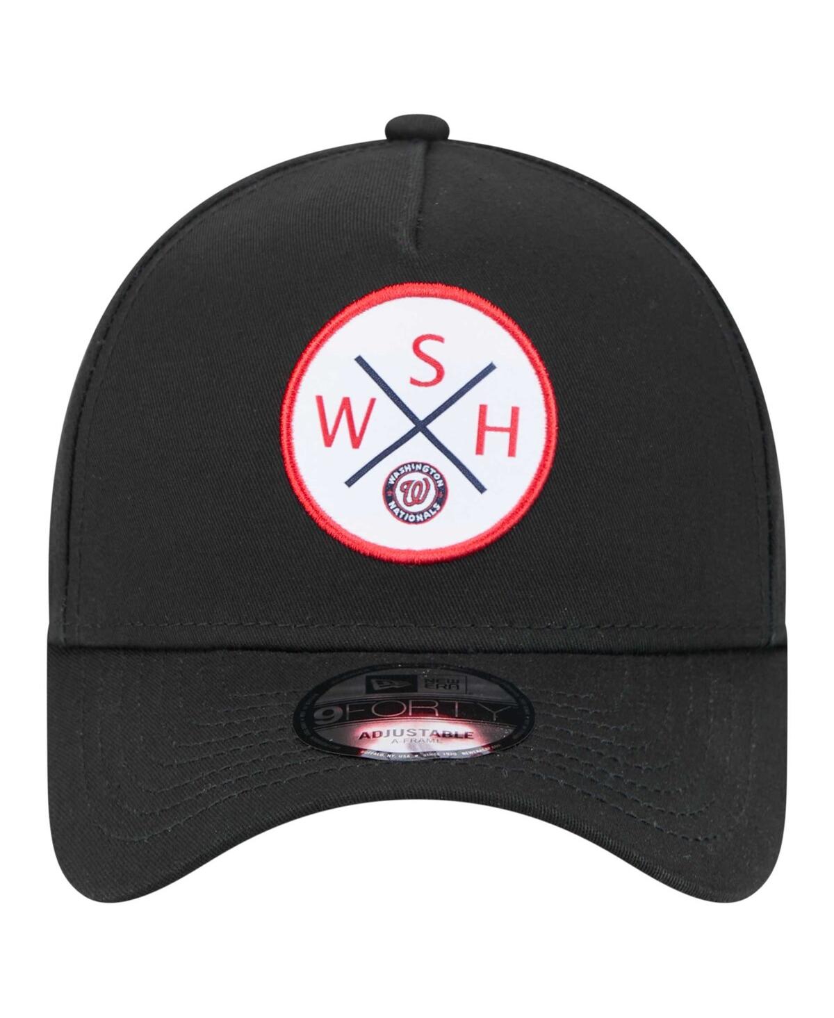 New Era Men's Black Washington Nationals 9forty A-frame Adjustable Hat In Black
