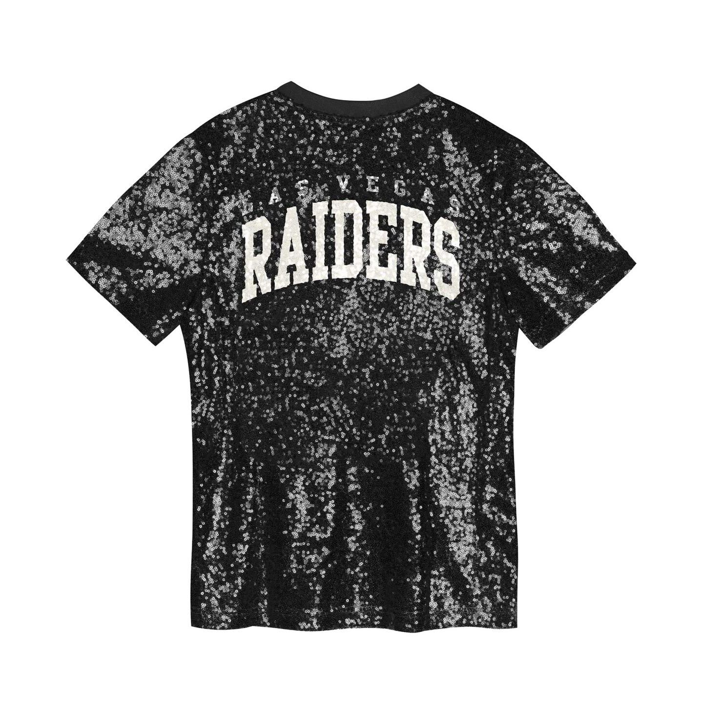 Топ Outerstuff Black Las Vegas Raider's Wordmark Sequin V-Neck для девочек — фото 2