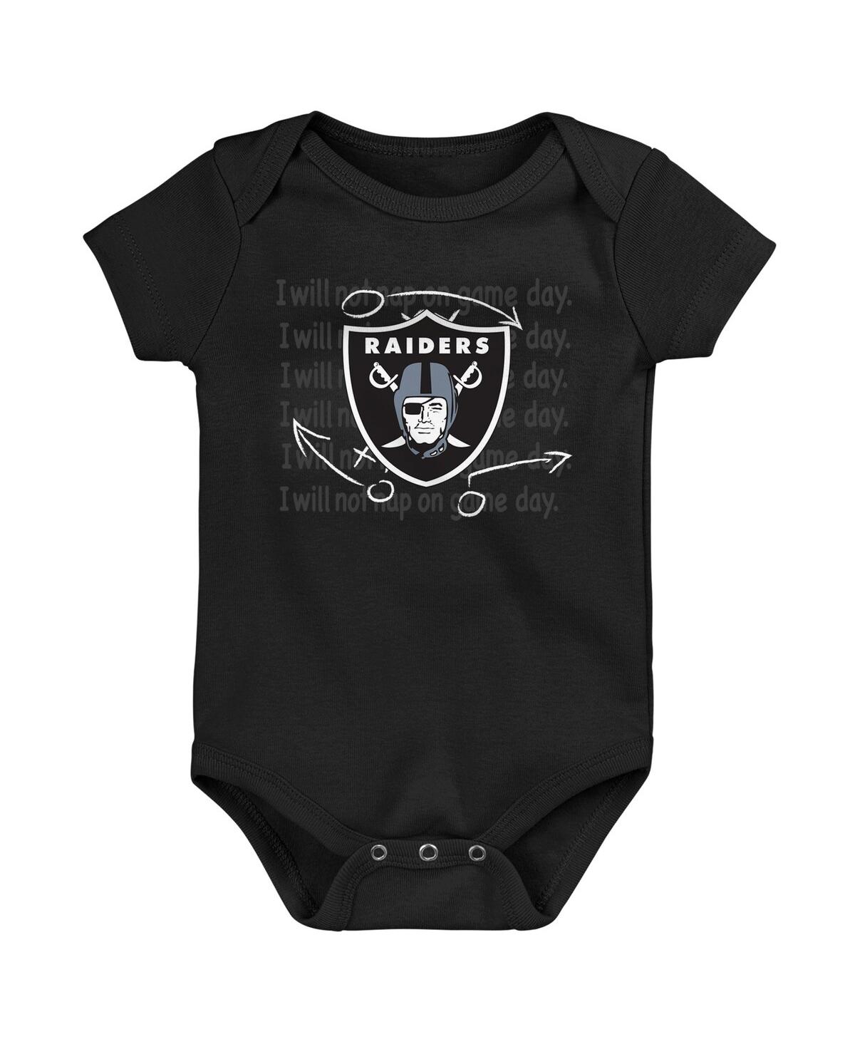 Outerstuff Baby Boys And Girls Las Vegas Raider's Team Starter 3-pack Bodysuit Set In Black