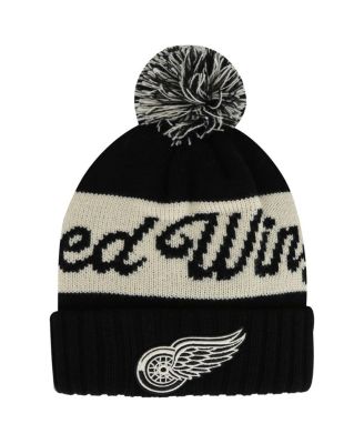 American Needle - Men's Black/Cream Detroit Red Wings Adeline Cuffed Knit Hat with Pom