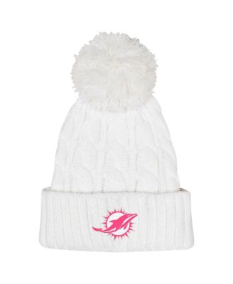 Outerstuff - Big Girls White Miami Dolphins Cable Cuffed Knit Hat with Pom