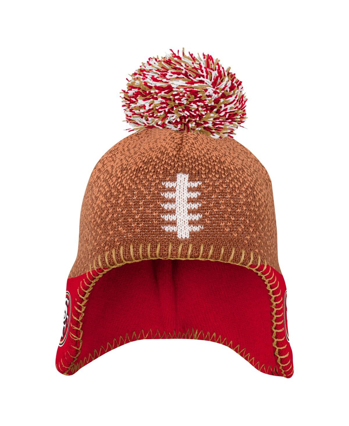 Outerstuff Preschool Brown San Francisco 49ers Football Head Knit Hat With Pom In Brown