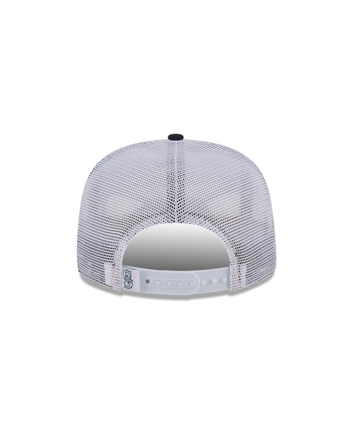 New Era Men's White Seattle Mariners Team Horizon 9fifty A-frame Trucker Snapback Hat In White