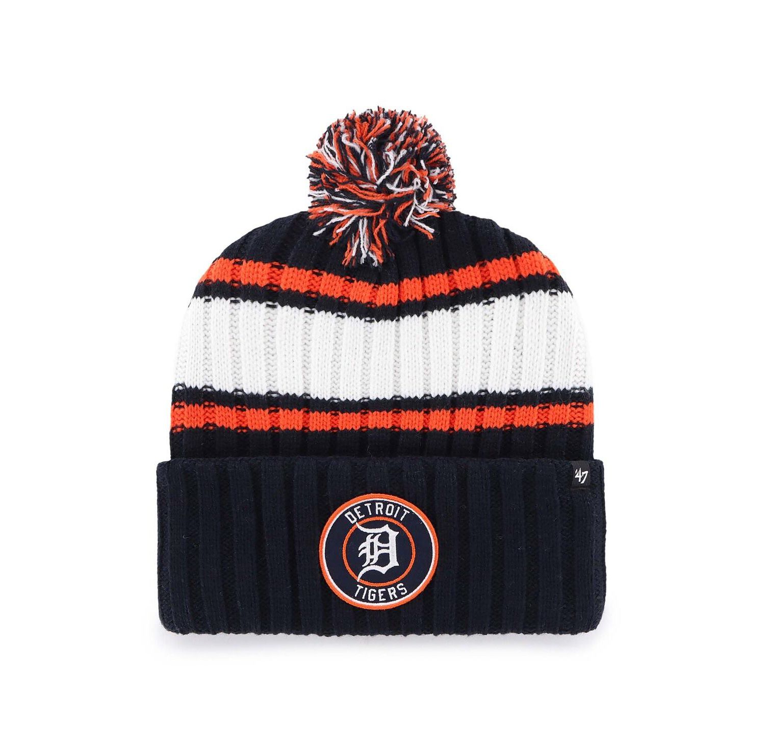 Men's Navy Detroit Tigers Plateau Cuffed Knit Hat with Pom