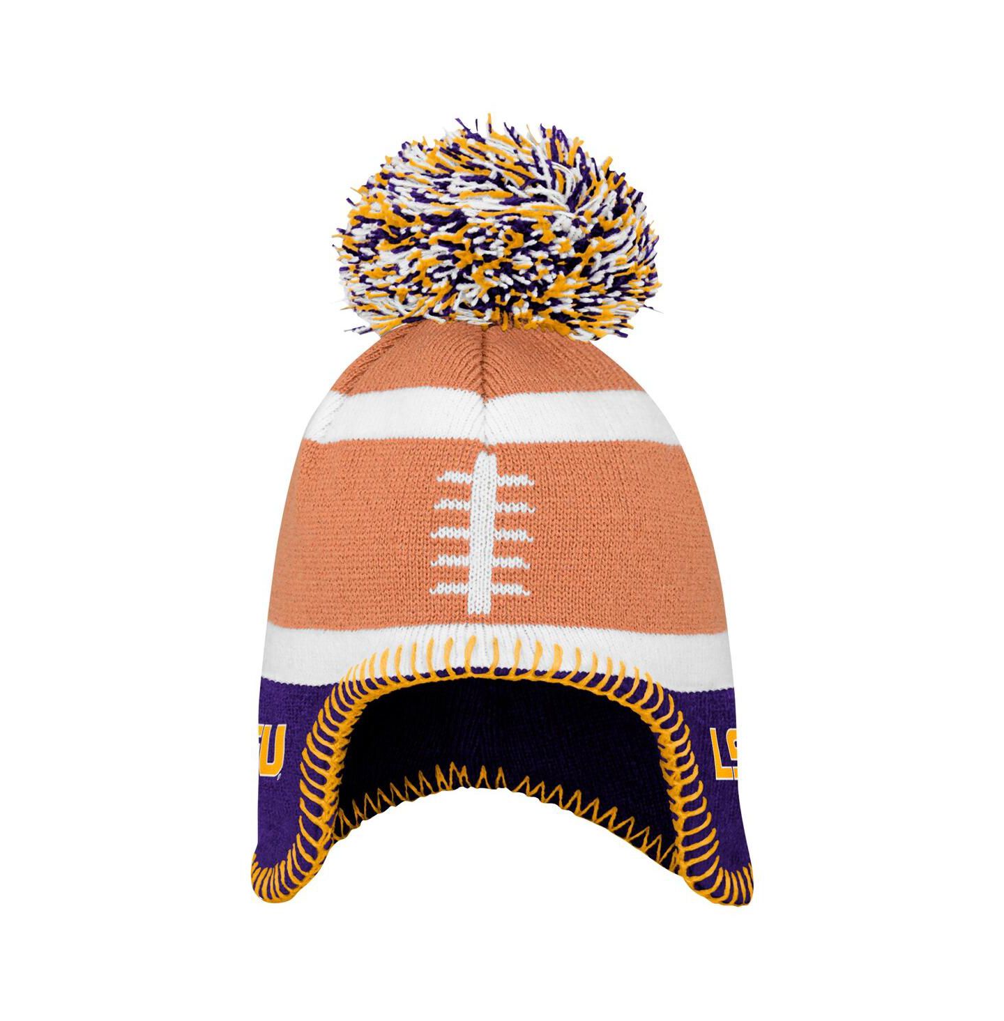 Шапка Fanatics Brown LSU Tigers Football Head Knit Hat with Pom для малышей — фото 2