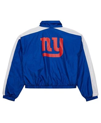 Women's Royal New York Giants Nylon Cropped Full-Zip Jacket