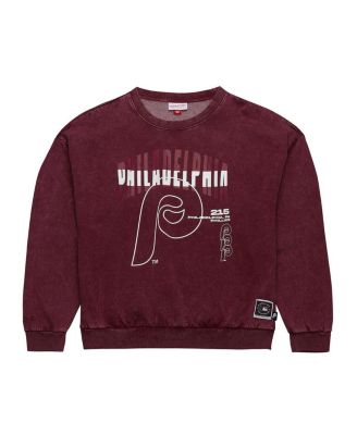 Men's Burgundy Philadelphia Phillies Oversized Graphic Pullover Sweatshirt