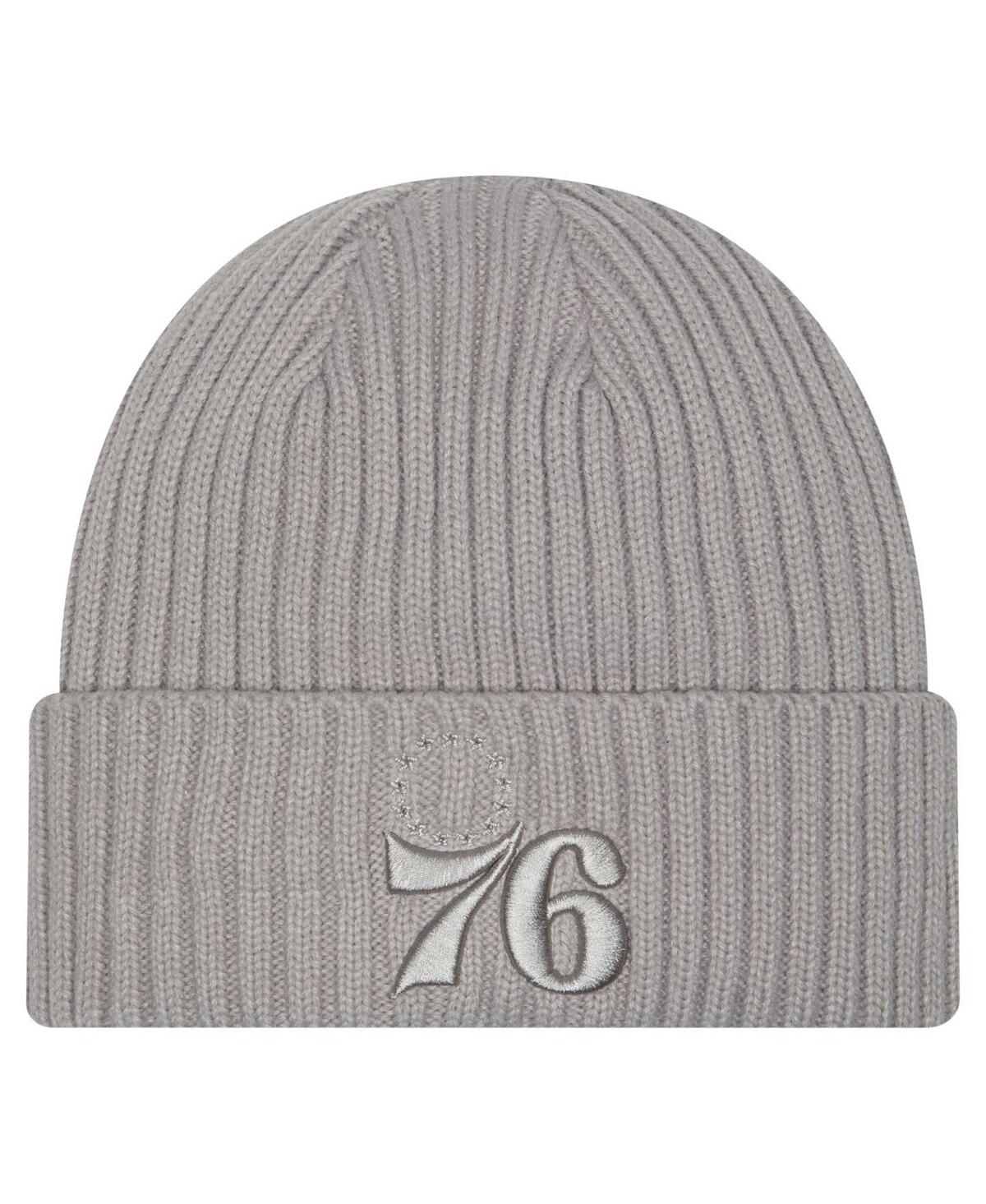 NEW ERA MEN'S GRAY PHILADELPHIA 76ERS COLOR PACK CUFFED KNIT HAT 