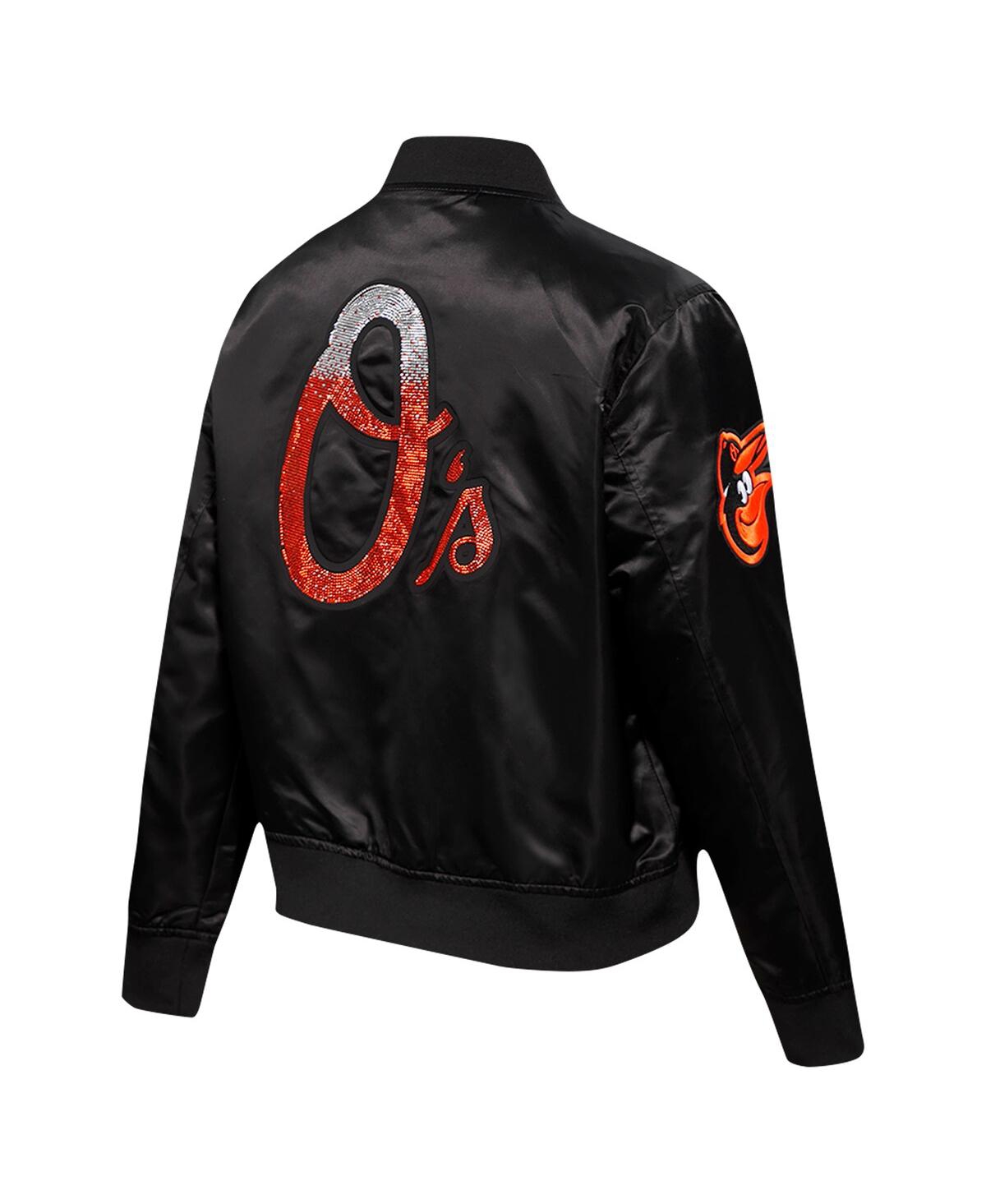 Pro Standard Women's Black Baltimore Orioles Rhinestone Satin Full-snap Jacket In Black