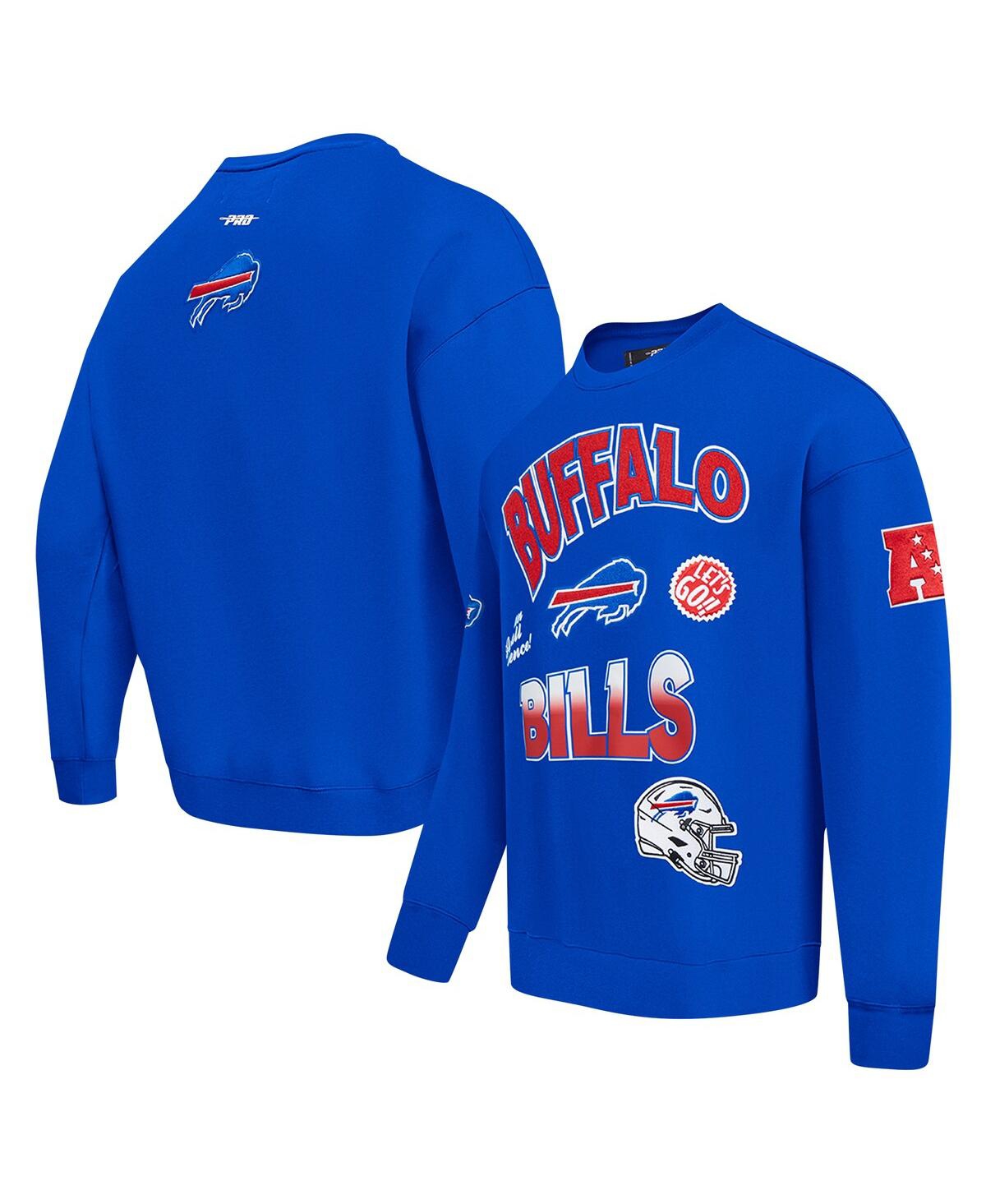 PRO STANDARD MEN'S ROYAL BUFFALO BILLS TURN IT UP DROP SHOULDER PULLOVER SWEATSHIRT 