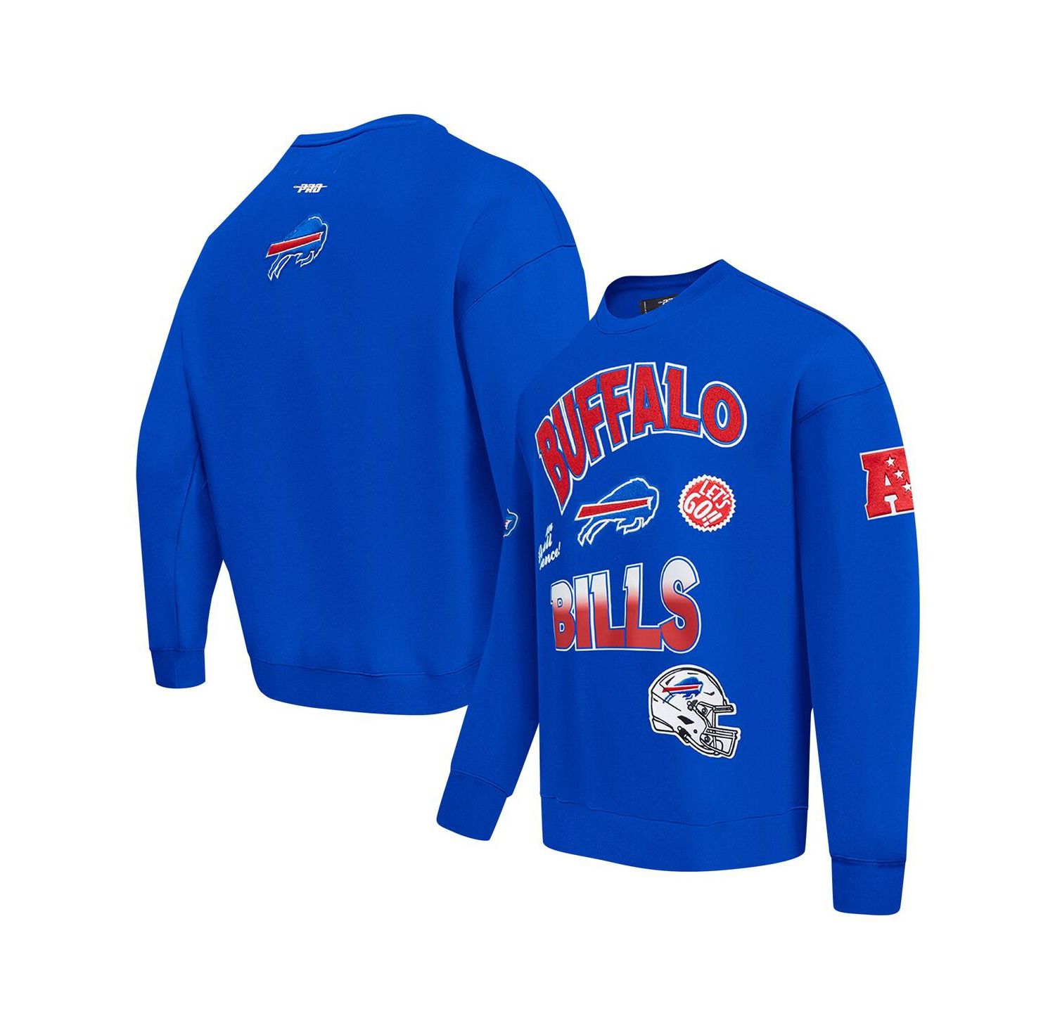 Men's Royal Buffalo Bills Turn It Up Drop Shoulder Pullover Sweatshirt