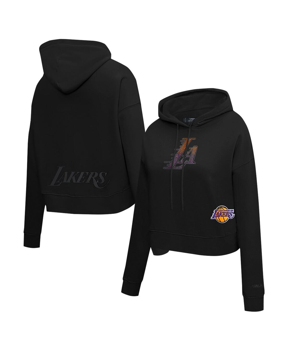 Pro Standard Women's Black Los Angeles Lakers Jewels Cropped Pullover Hoodie - Black